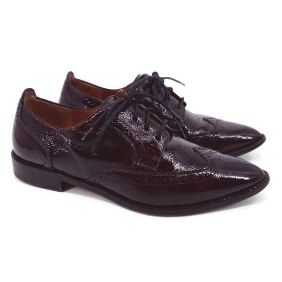 Aquatalia Gwen Naplak Oxford Shoes Burgundy Wine‎ Sz 6.5 - Picture 1 of 8